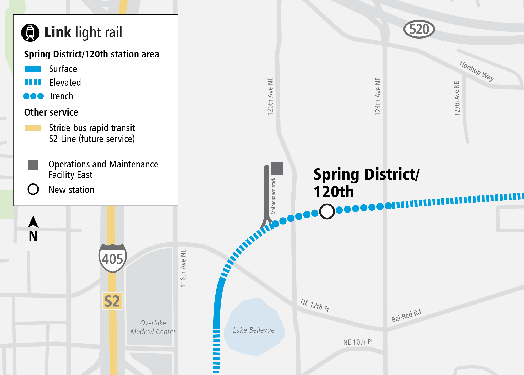 Project map and surrounding area for Spring District/120th Station