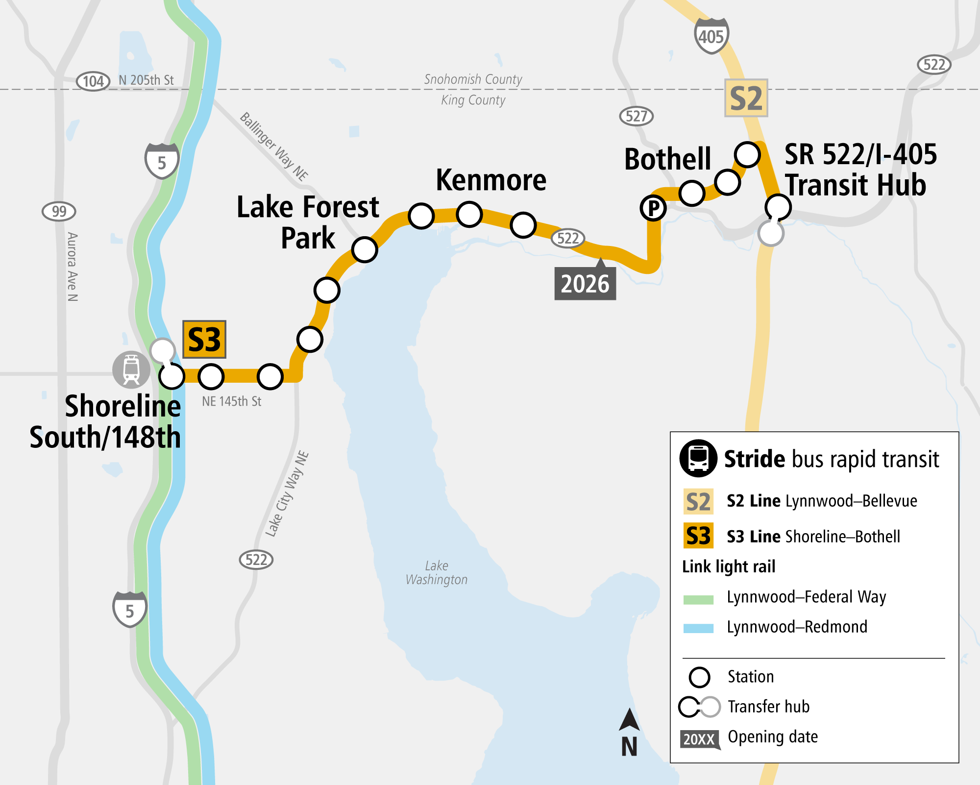 SR522/NE 145th Bus Rapid Transit project map