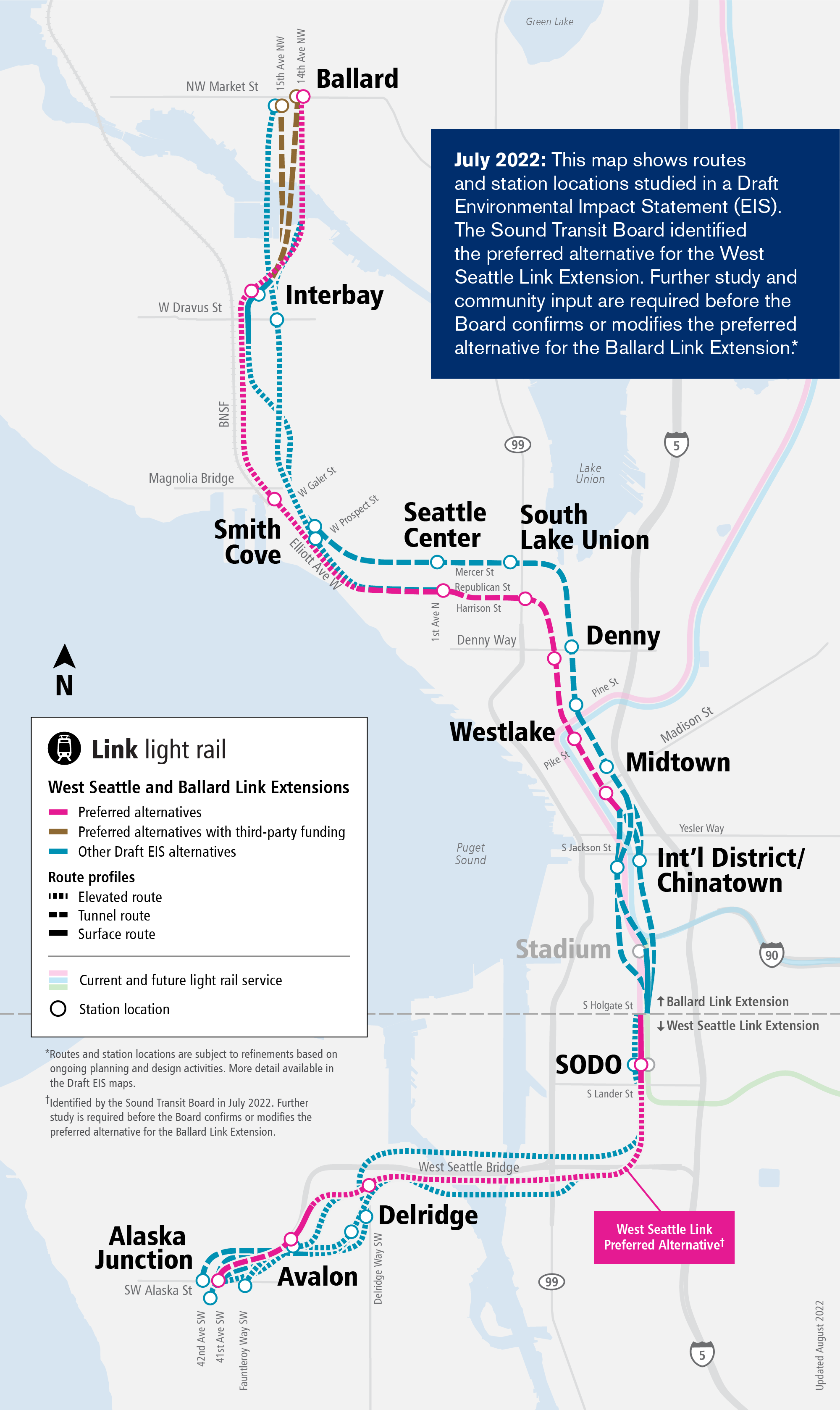 System Expansion web map for West Seattle and Ballard Link Extensions project