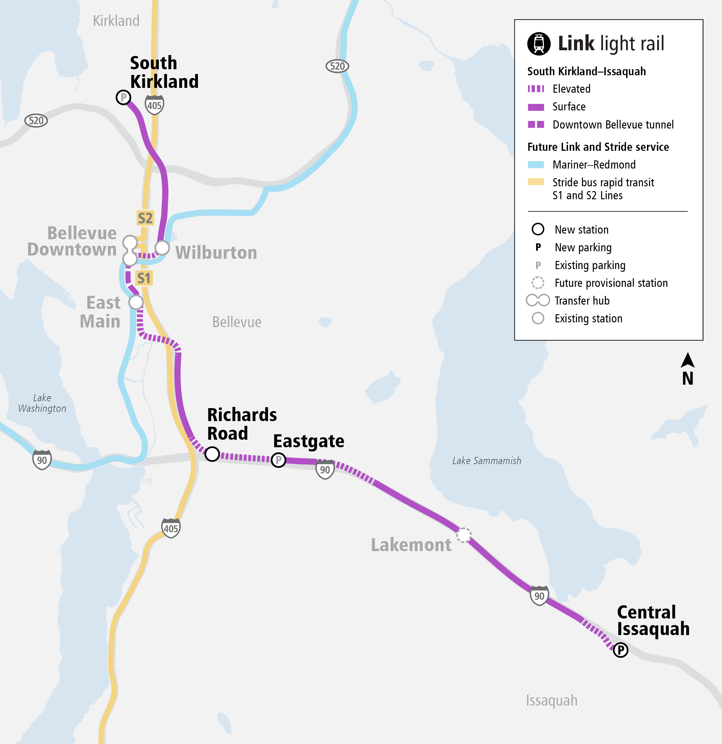 S. Kirkland - Issaquah Link Extension Map