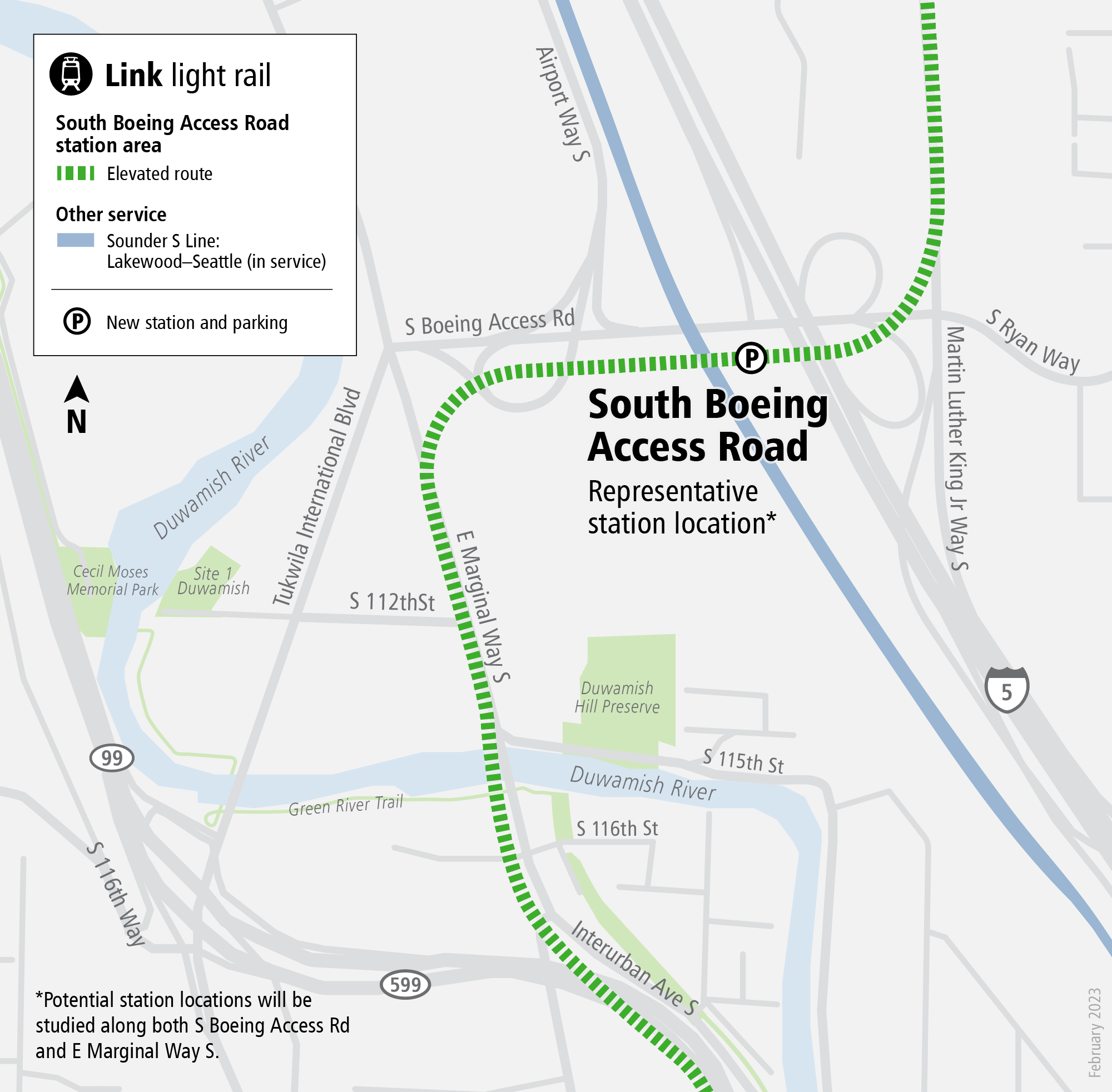 S Boeing Access Road Map
