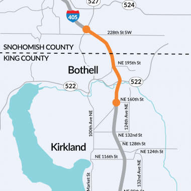 Map of the S2 / I-405 Brickyard to SR 527 Improvement Project