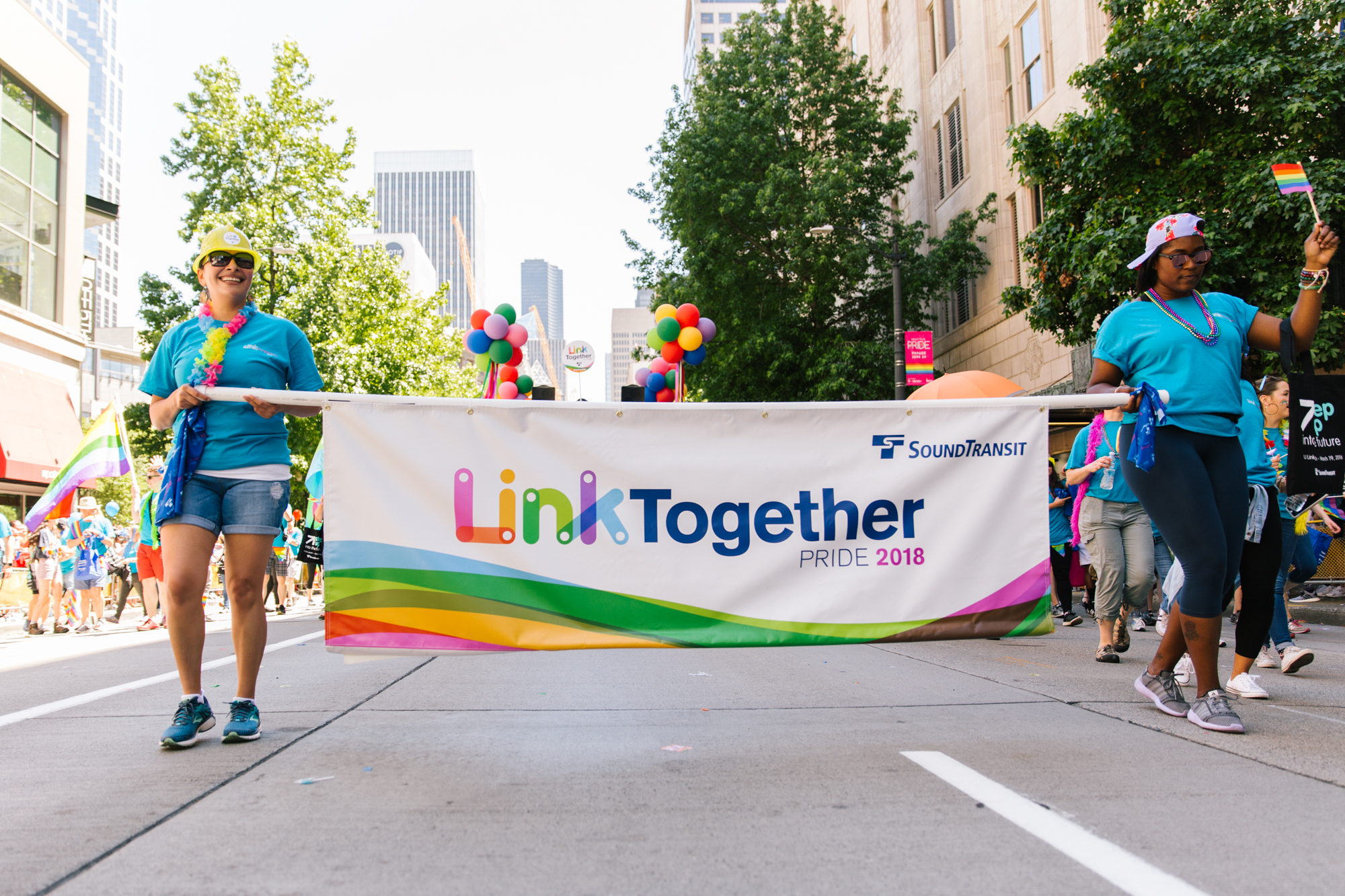 People walking in pride parade