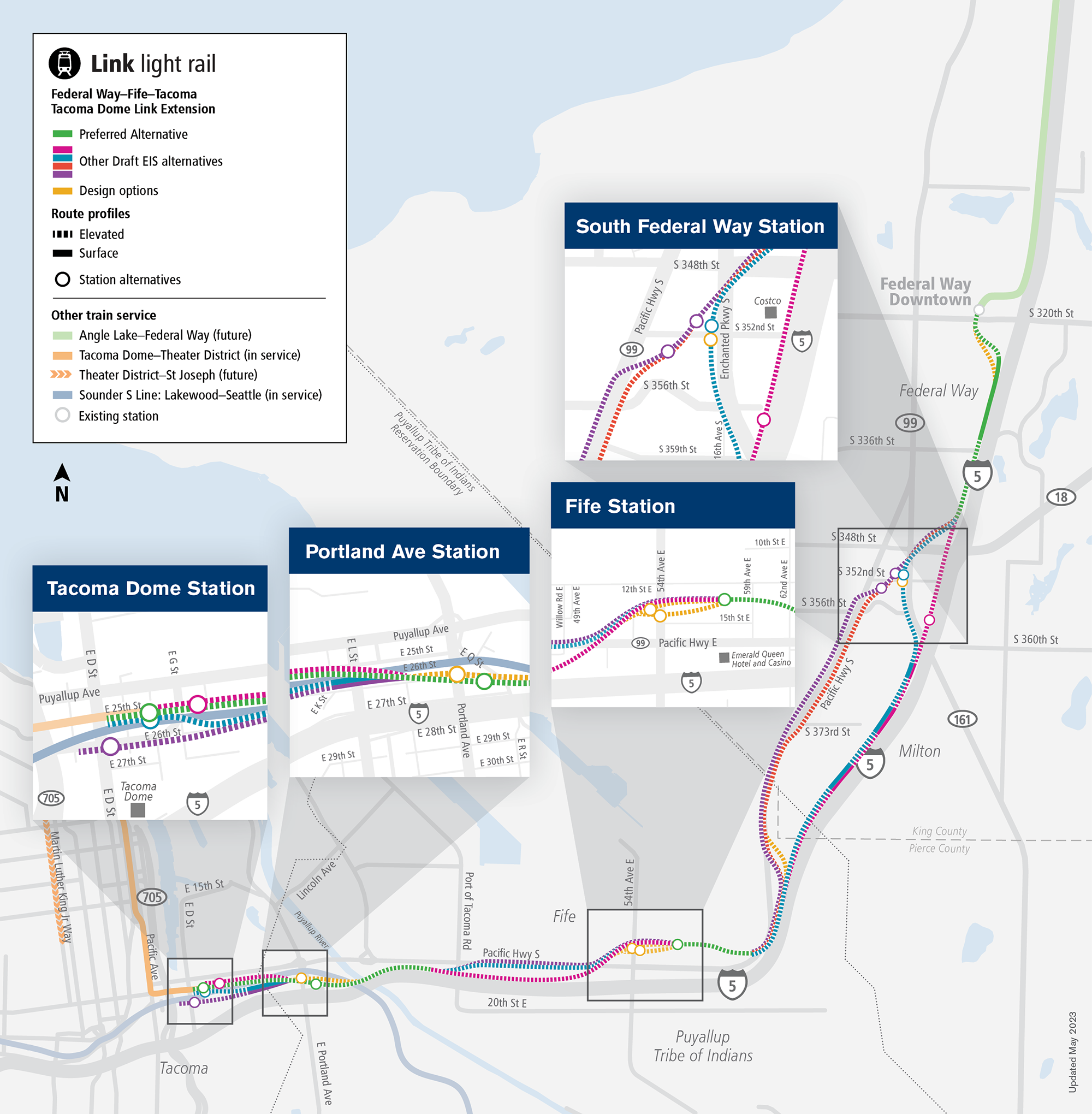 Updated Tacoma Dome Link Extension Map