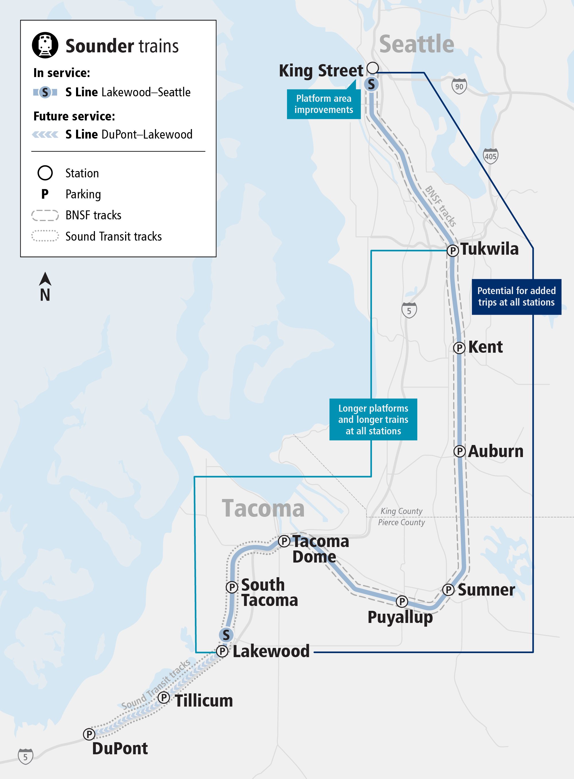 Project map for Sounder South Capacity Expansion
