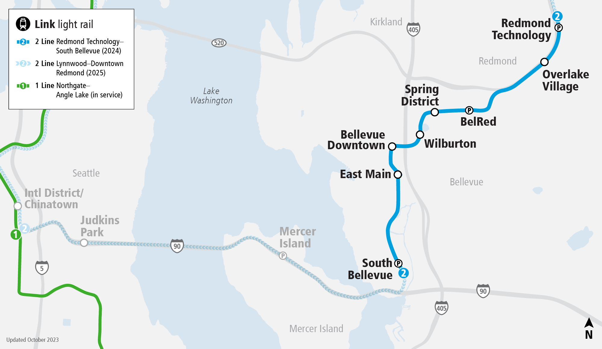 Project map and surrounding area for East Link Extension