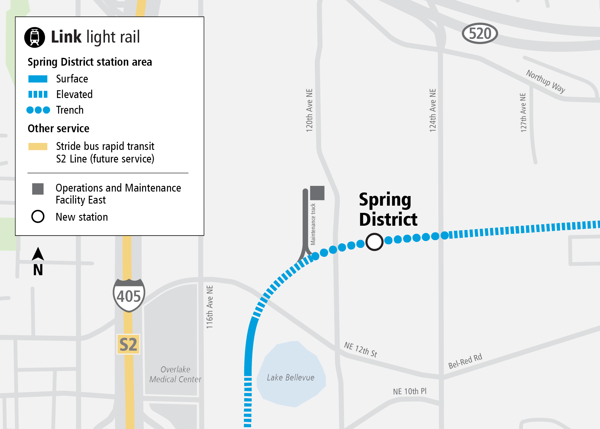 Project map and surrounding area for Spring District Station