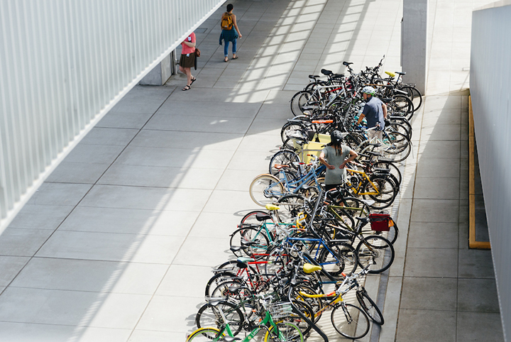 Bike racks at University of Washington Station.