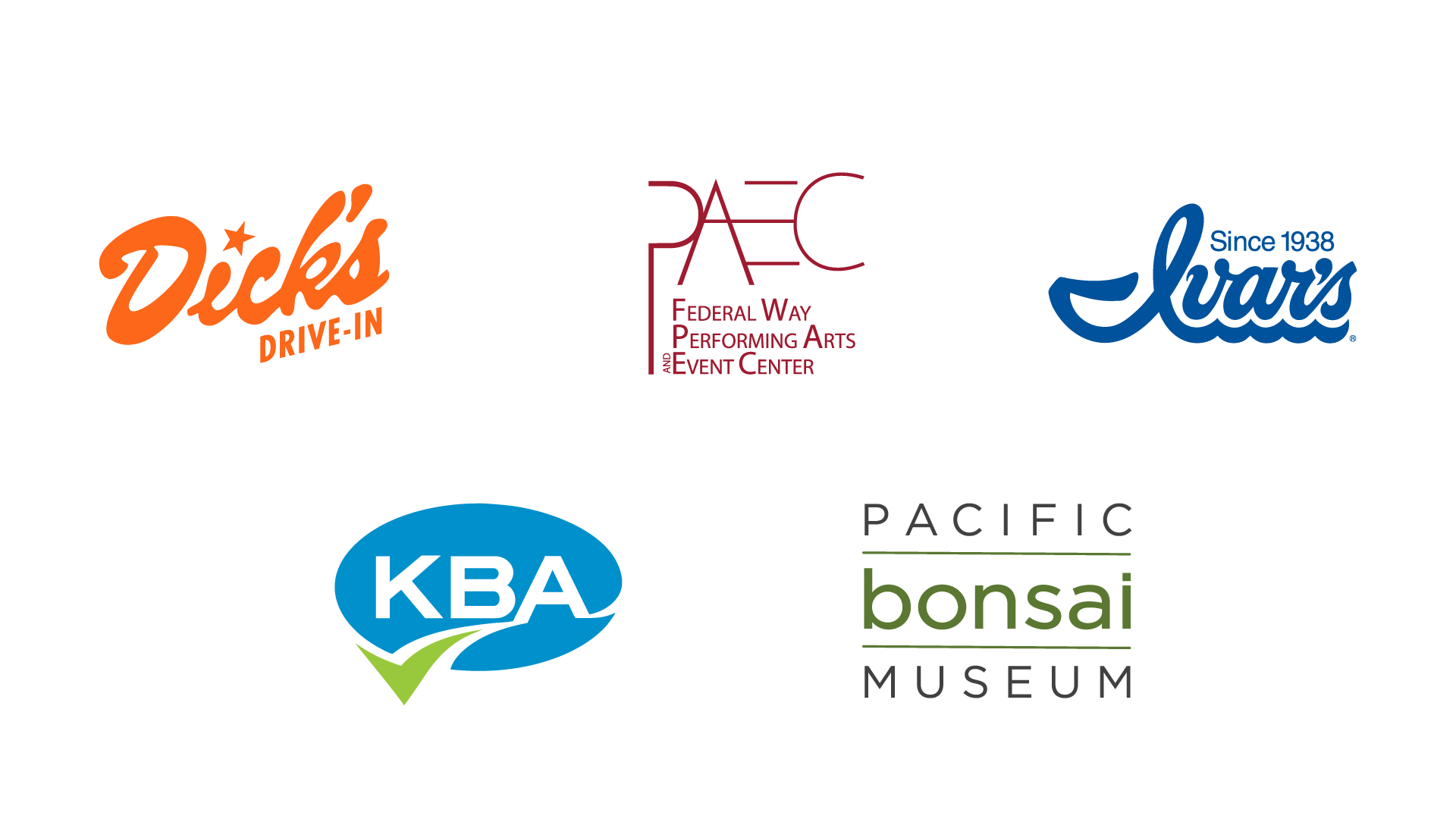 Logos for five organizations partnering with the Discover Stamp Win activity.