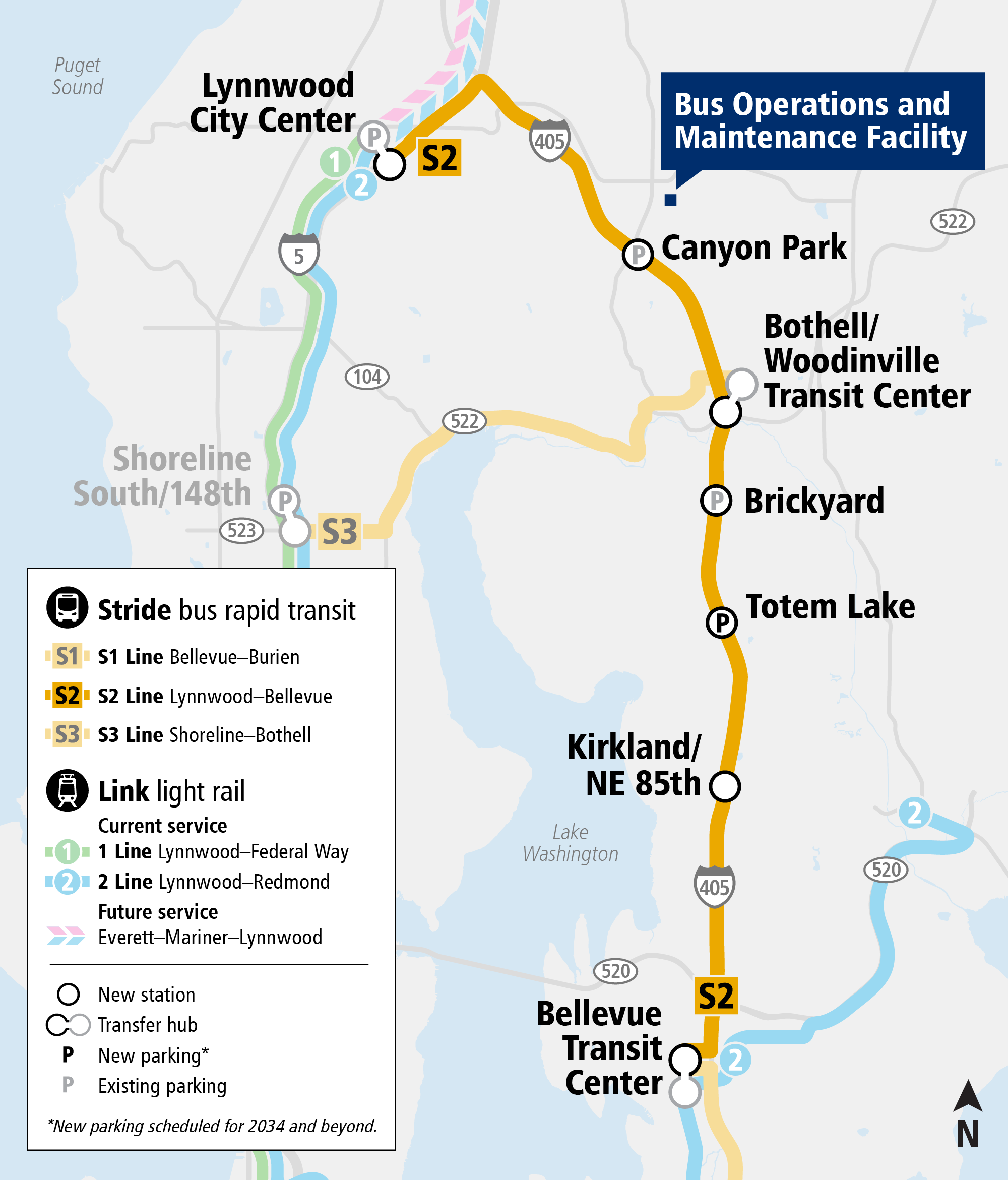 Map depicting S2 line stations