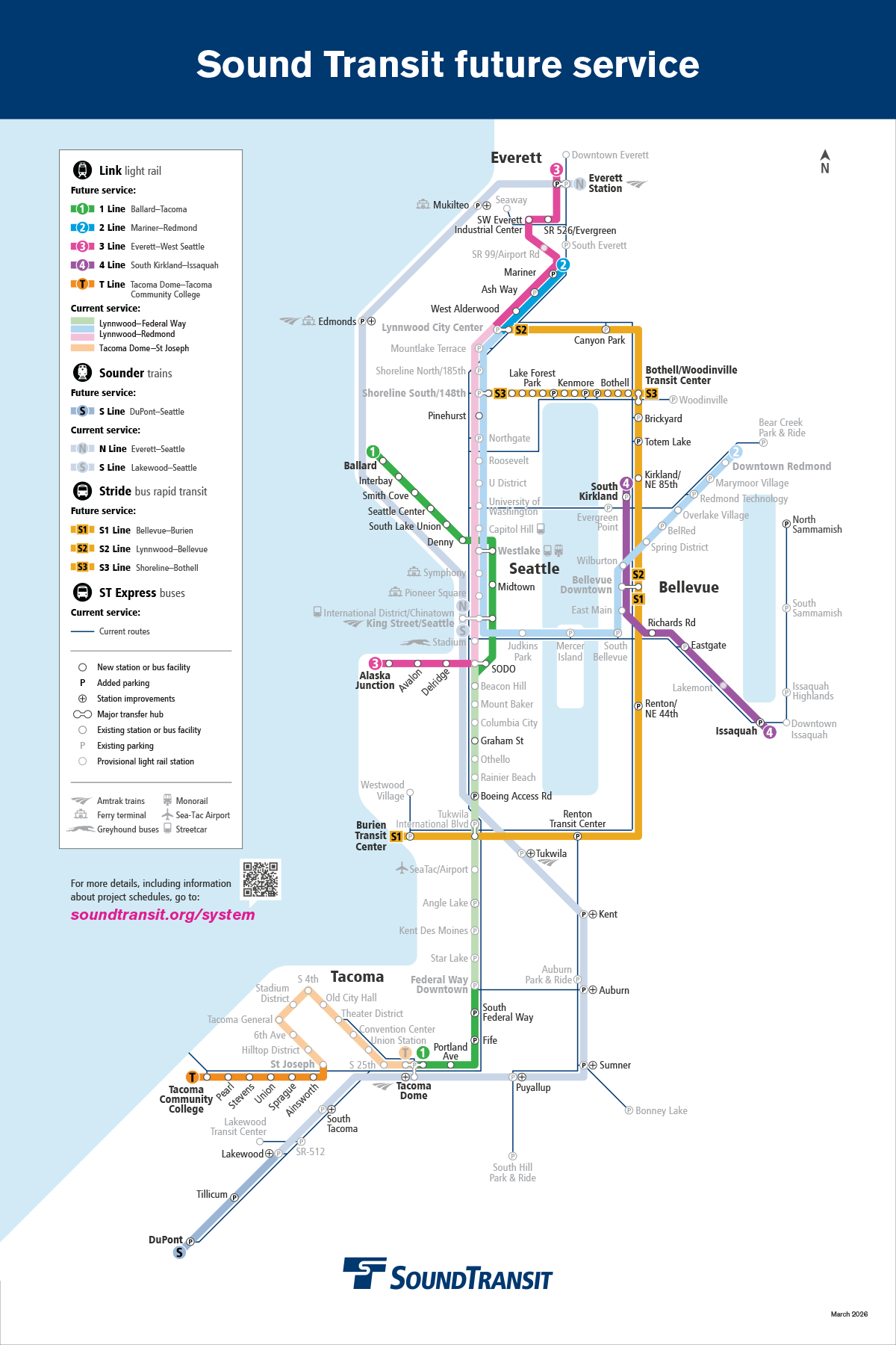 Map of future Sound Transit service.