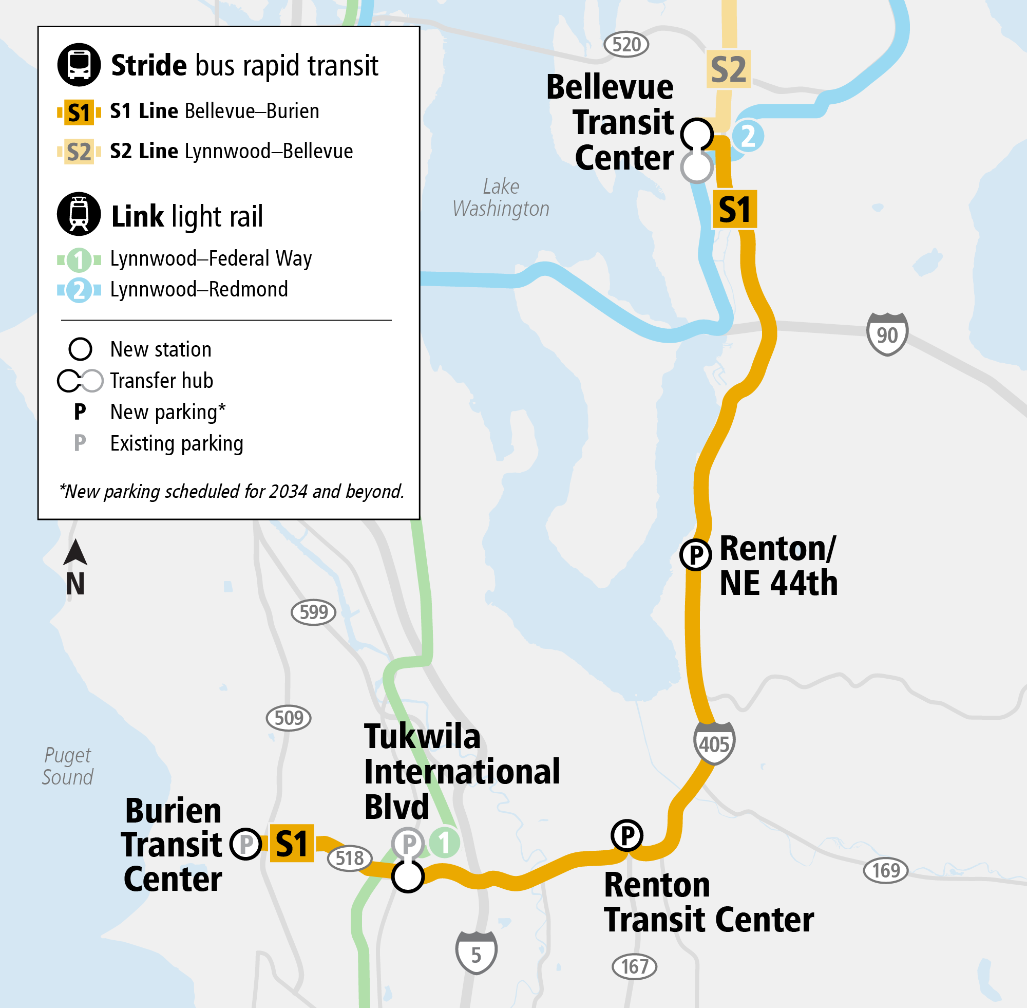Map depicting S1 line stations