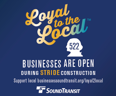 Loyal to the local Stride image that says "Businesses are open during Stride construction."