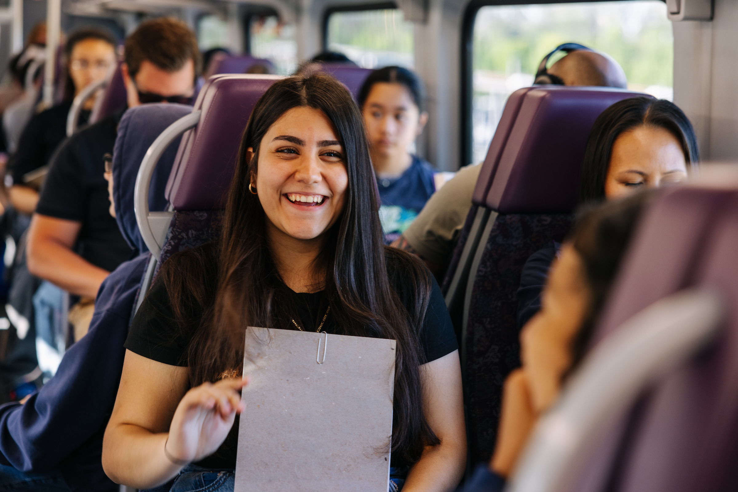 Students on a bus, going to a field trip
