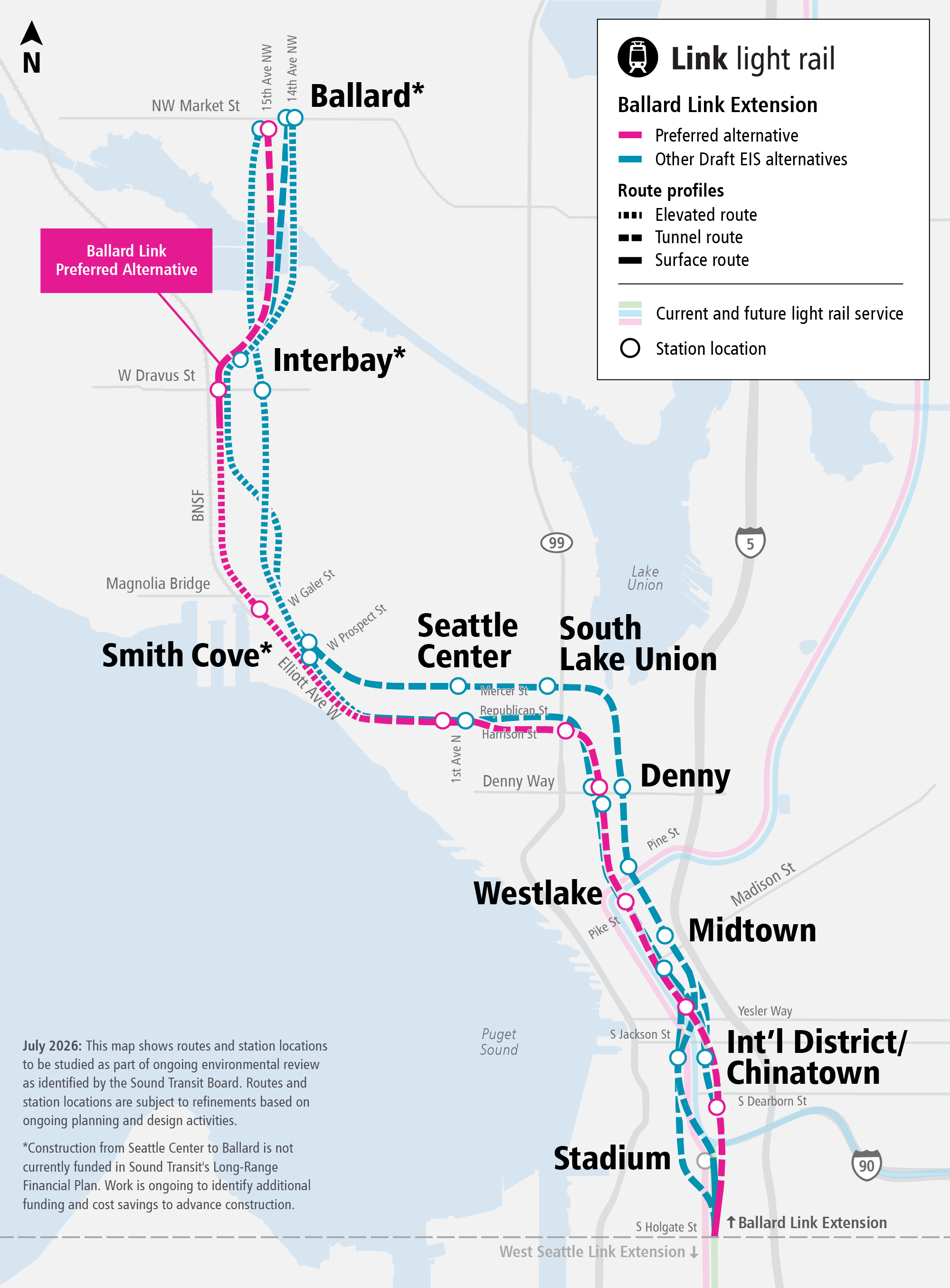 Map of Ballard Link Extension