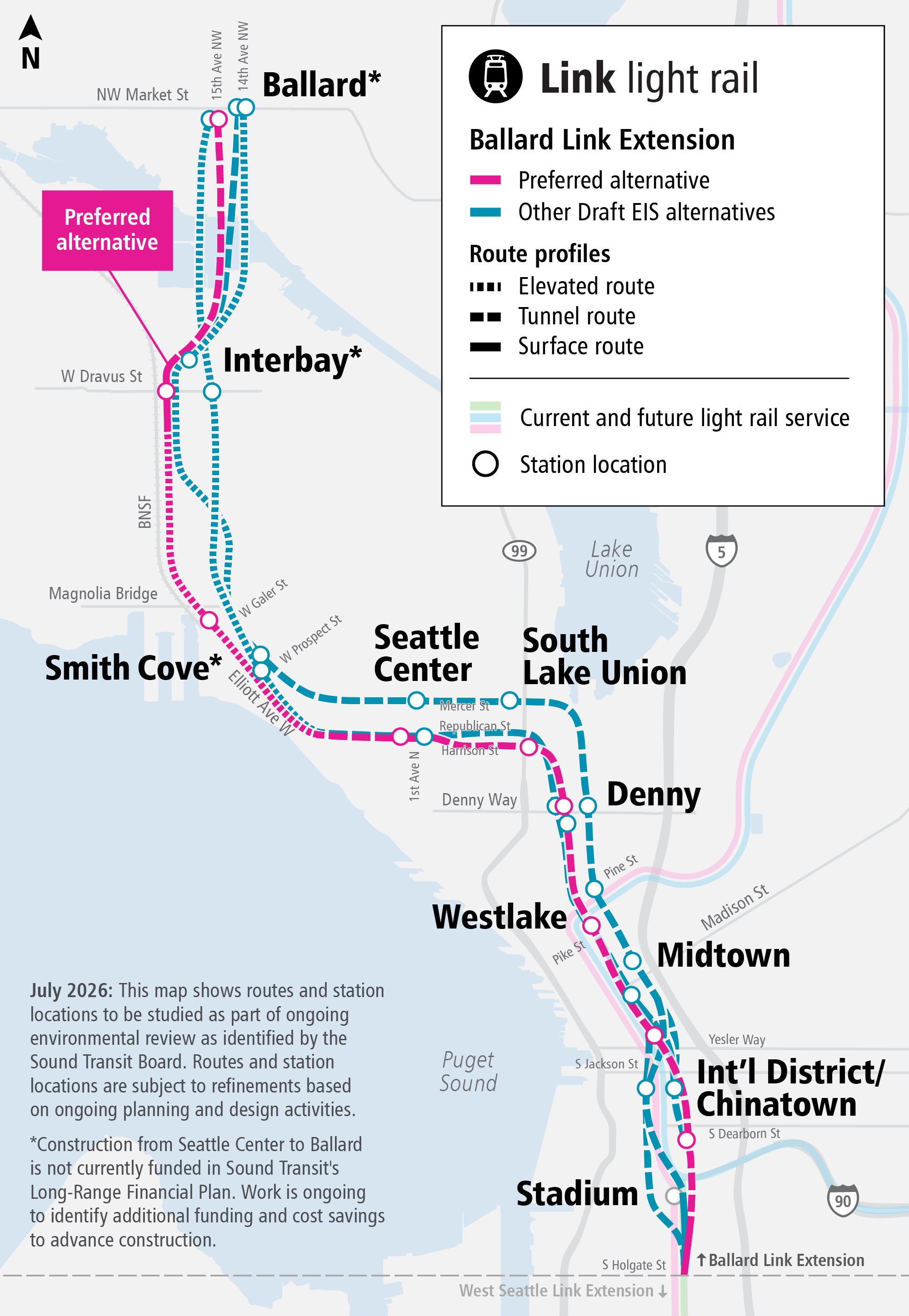 Map of Ballard Link Extension