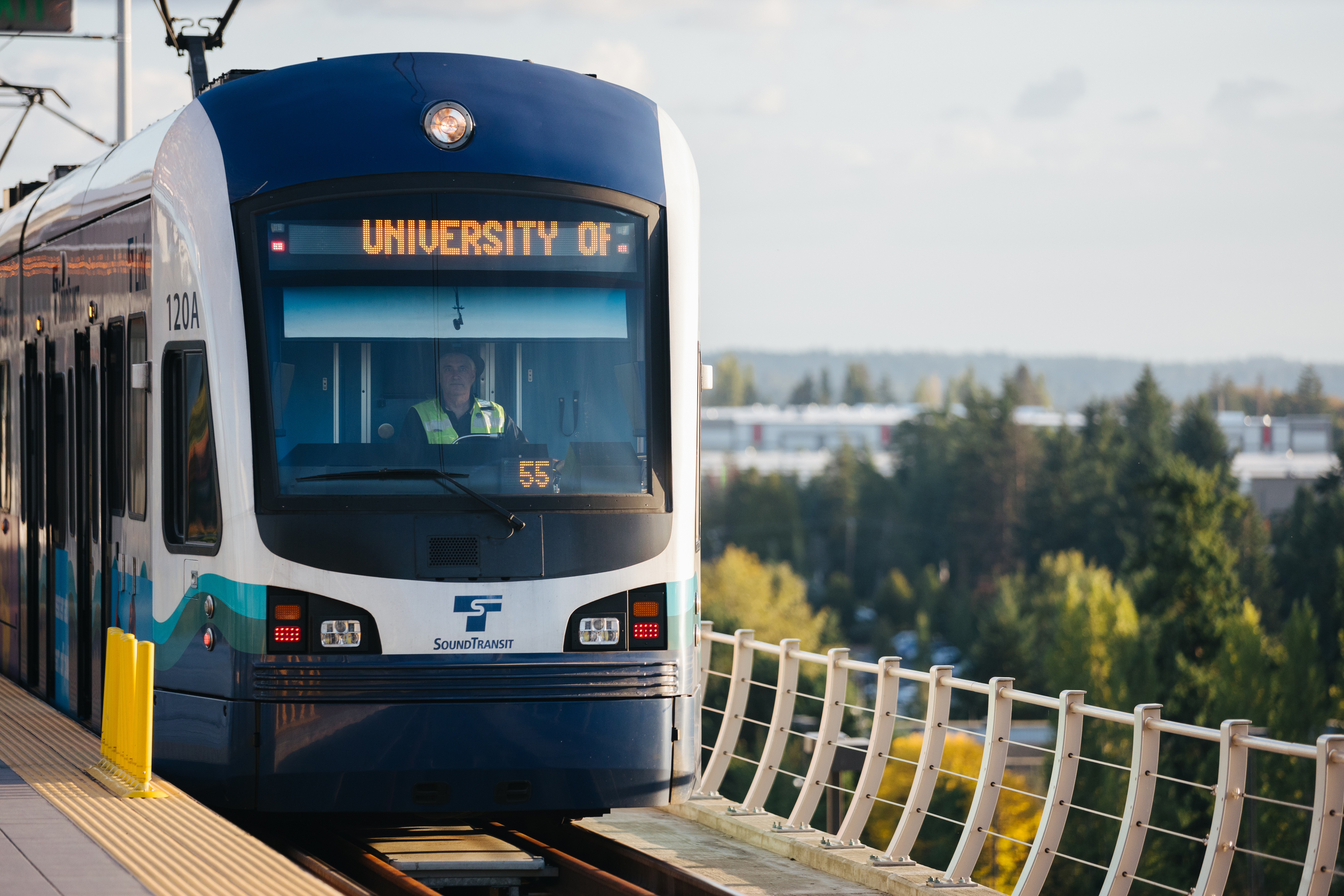 Link train on tracks at Angle Lake Station