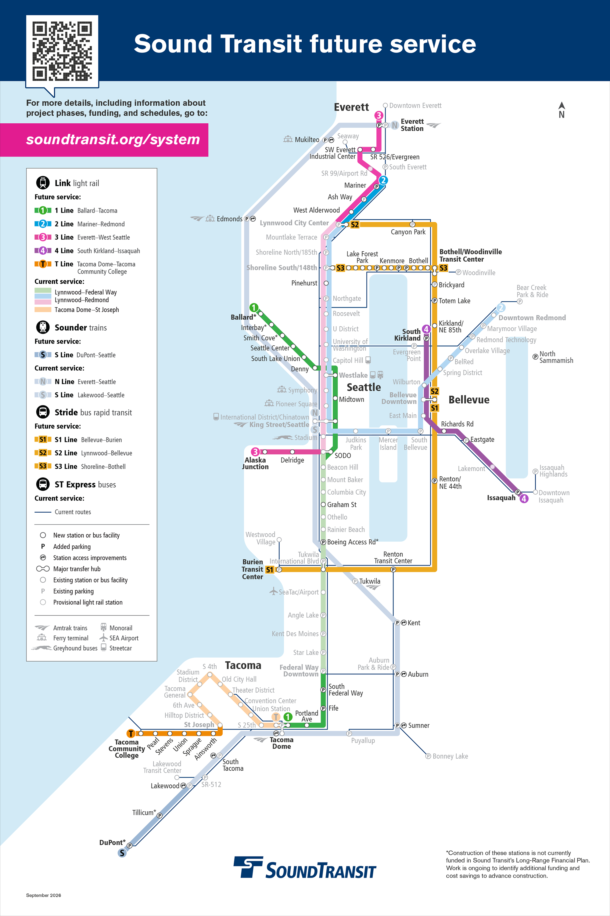 Map depicting future service routes of Sound Transit.