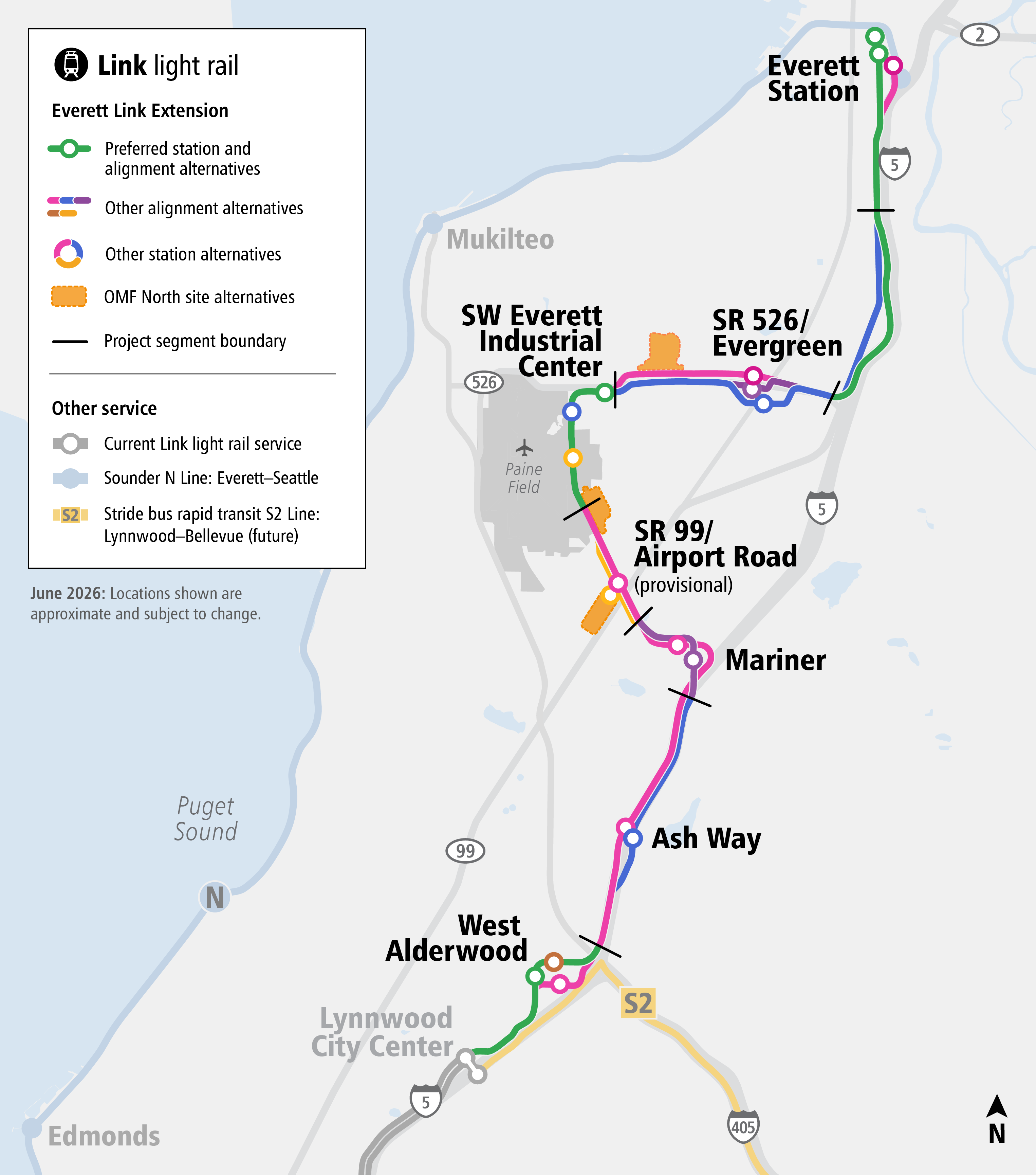 Project map for Everett Link Extension