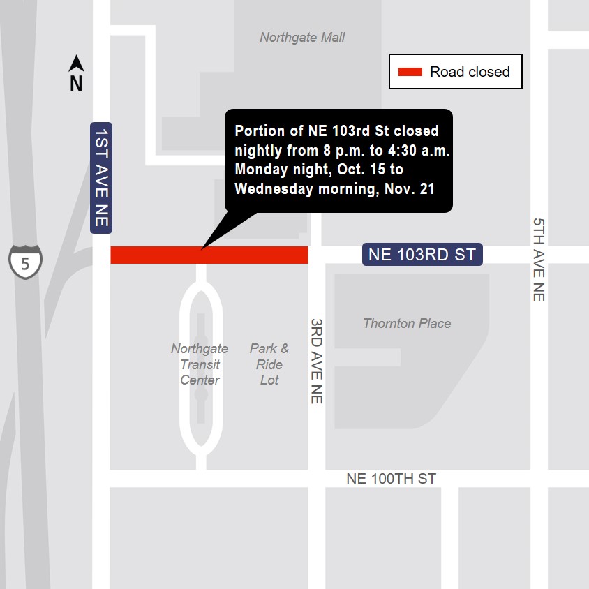 Map of Northgate transit center closure area