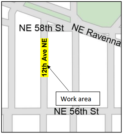 12th Ave NE work area for water main replacement