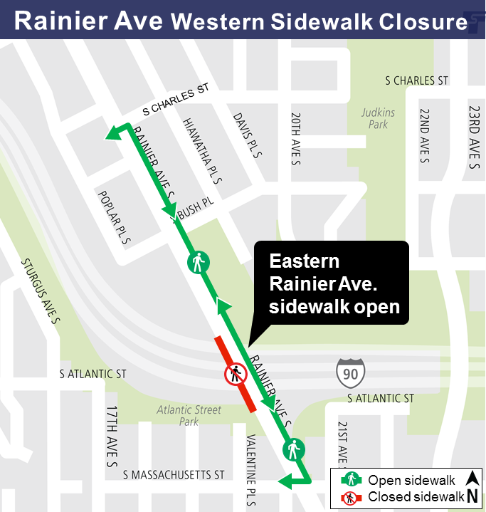 Rainier Ave western sidewalk closure