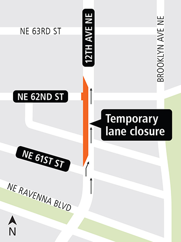 Map of the temporary lane closure.