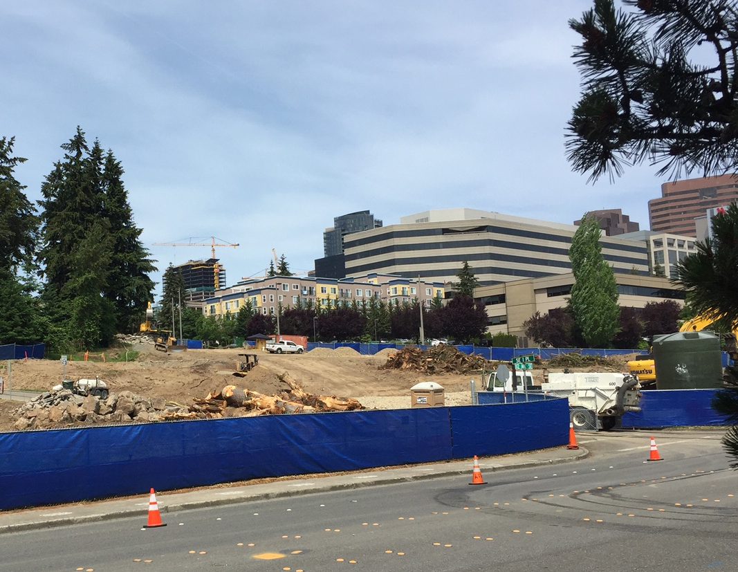 Recent photo of the East Link south tunnel portal taken from 112th Avenue SE.