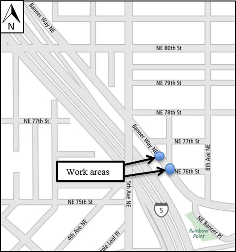 Map of the Banner Way NE &amp; NE 76th Street work area.