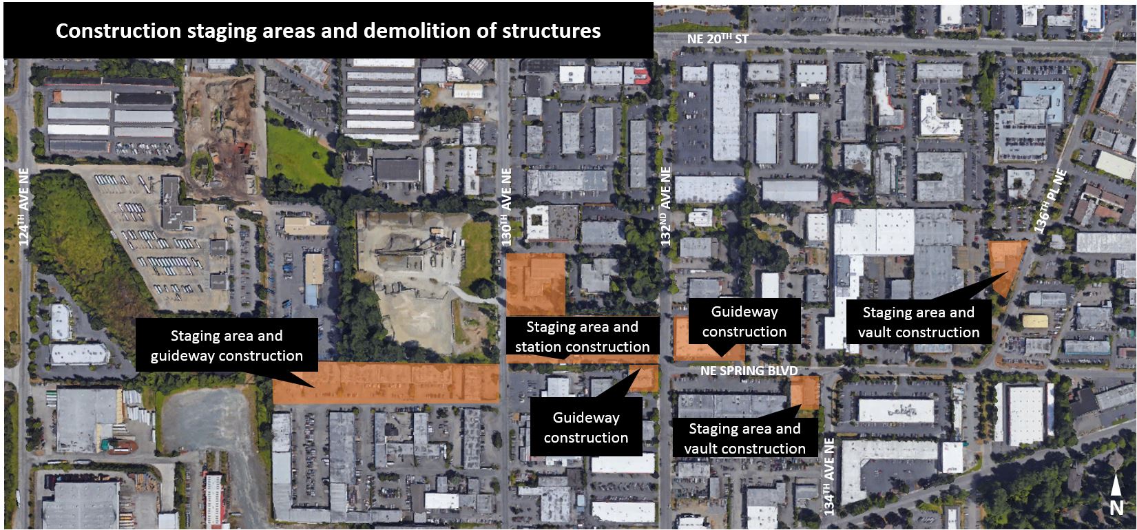 Belred construction staging areas map