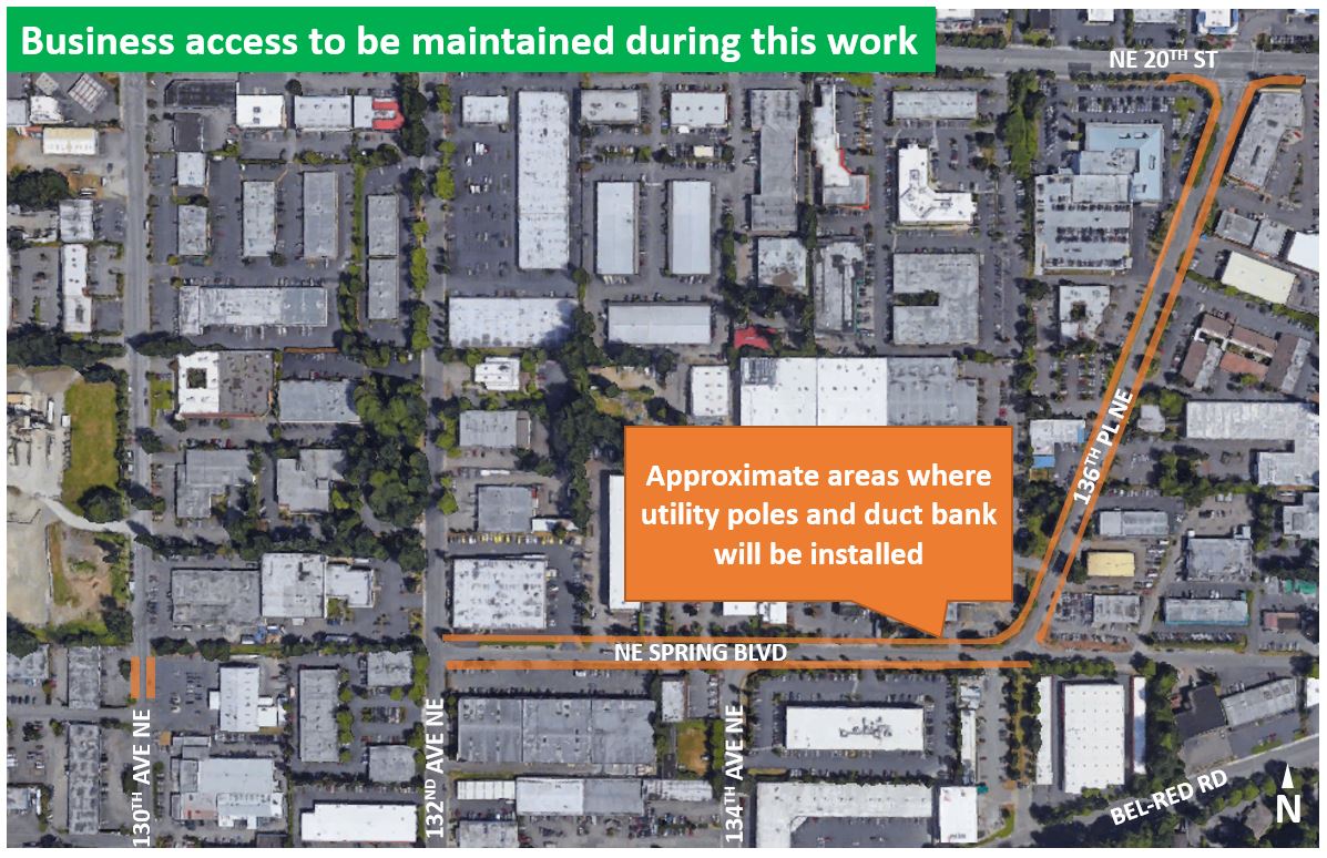 Map of utility poles construction area