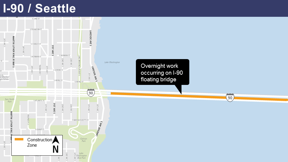 Nighttime construction on I-90 bridge