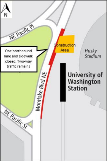 Map - Montlake Blvd NE lane closure