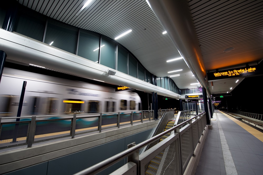 Angle Lake Station at night