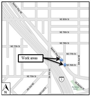 Map of Banner Way closure at 76th St. December 2016