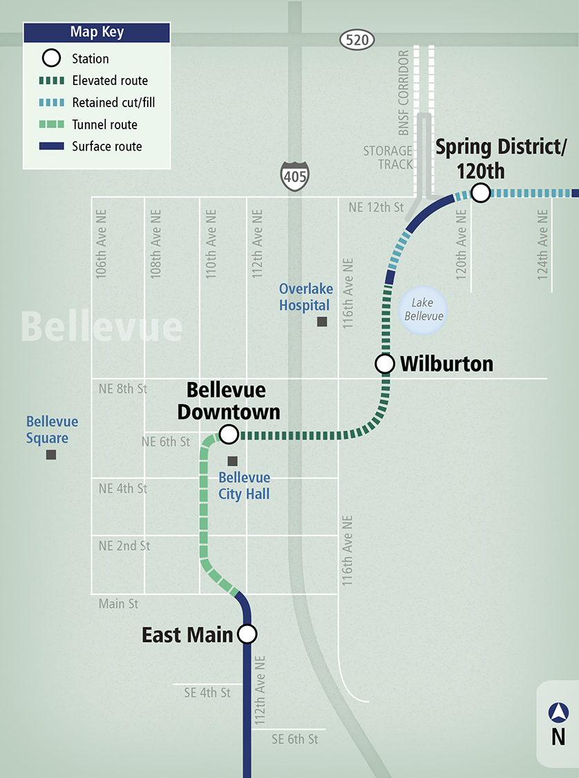 Image of East Link Extension locations 