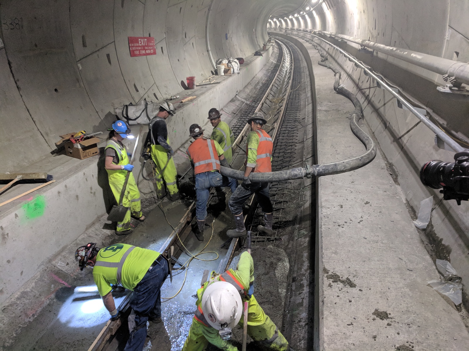 Pouring concrete in the Northgate tunnels