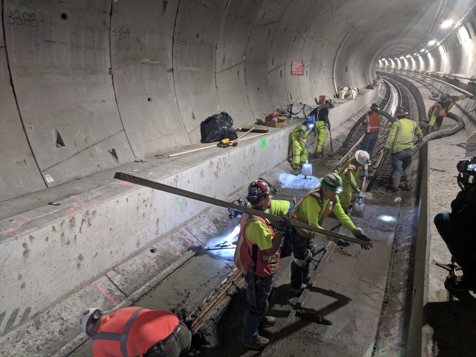 Pouring concrete in the Northgate tunnels