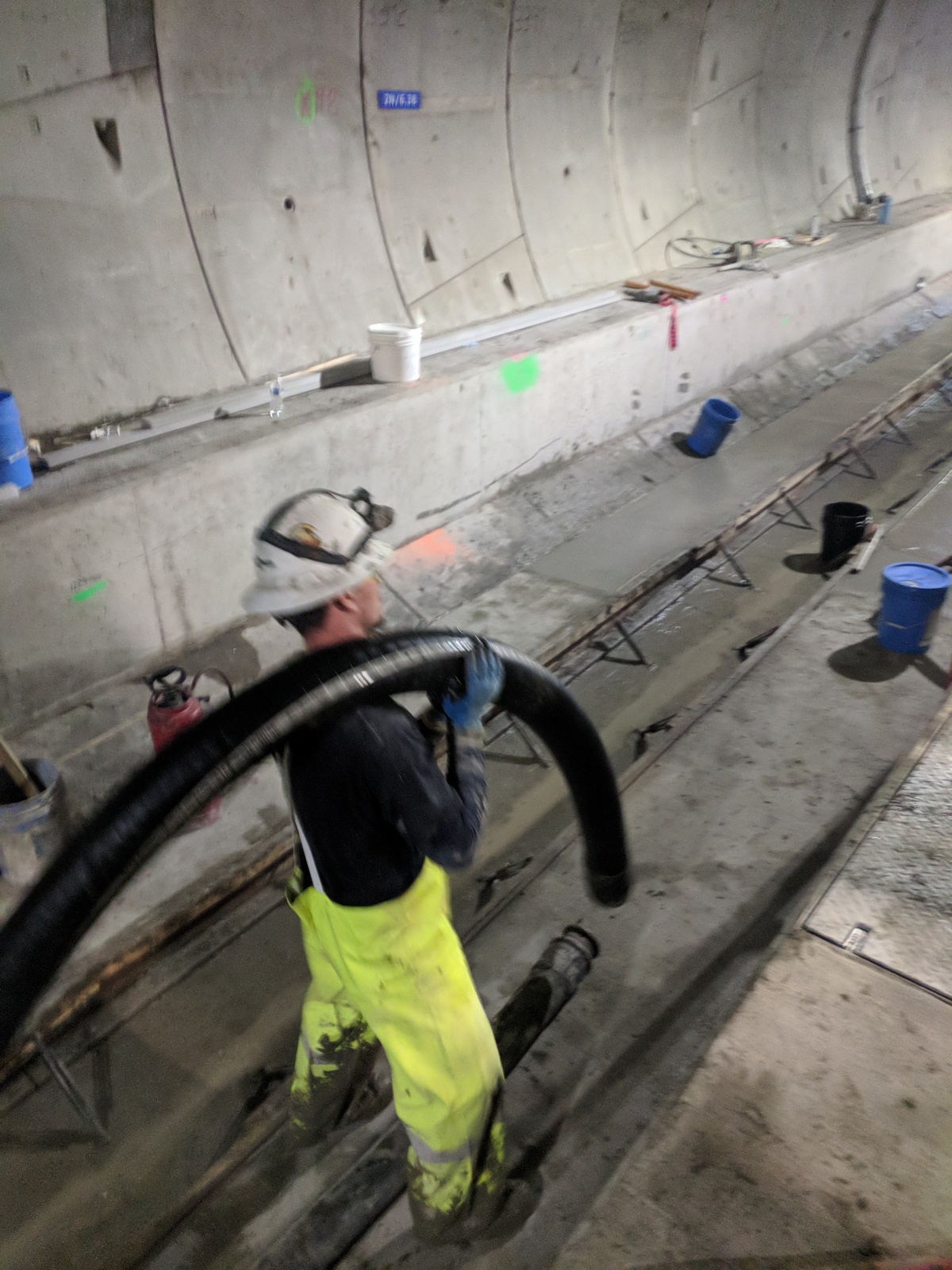 Pouring concrete in the Northgate tunnels