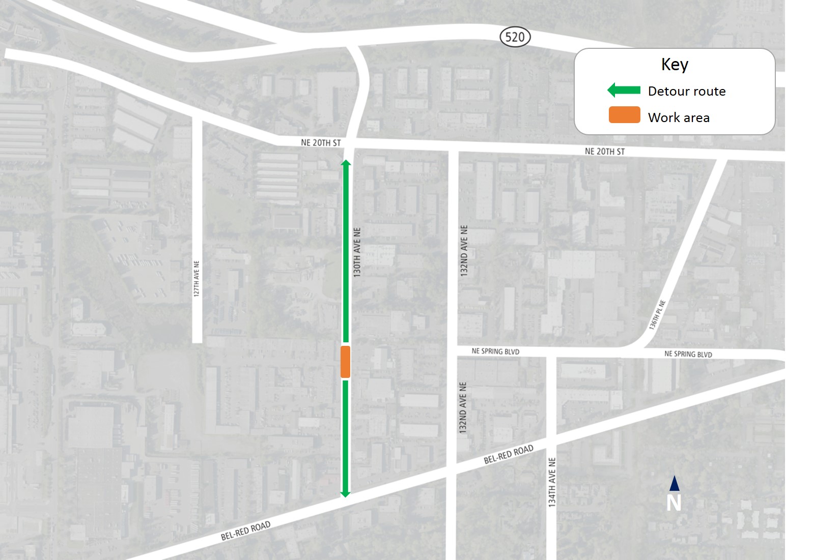 Map of NE 130th Ave in Bellevue