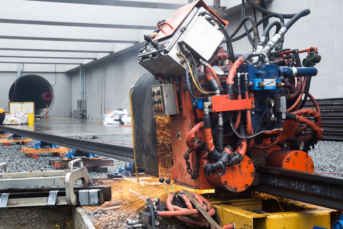 Welding together two pieces of rail