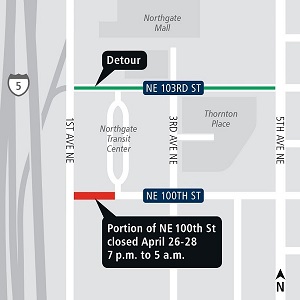 Nighttime closure of Northgate Link Extension