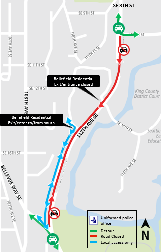 Map of 112th Ave SE closure area weekend of Septemer 29-30