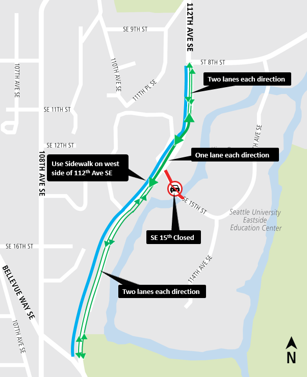 Image of 112th Ave SE lane closures September 2018