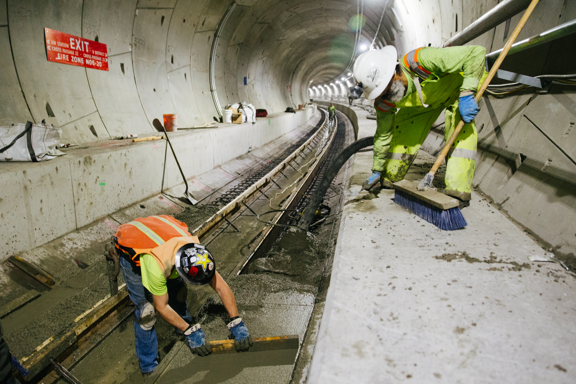 Pouring concrete in the Northgate tunnels