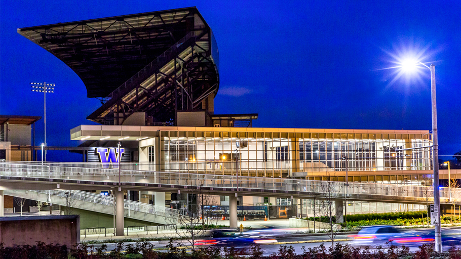 UW Station at night