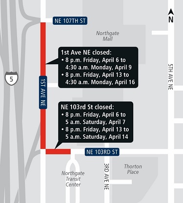 nighttime closures at NE 103rd street