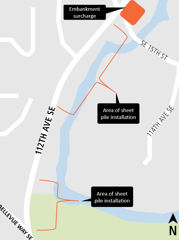 Map of soil stabilization work on 112th Avenue Southeast.