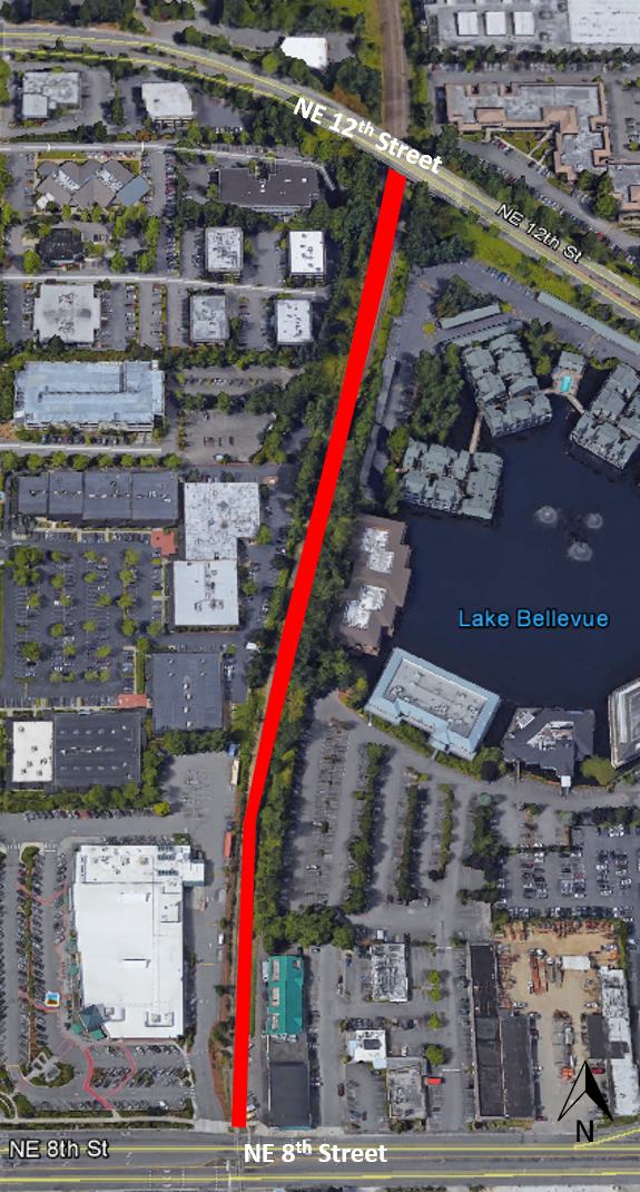 Map of vegetation removal along light rail path.