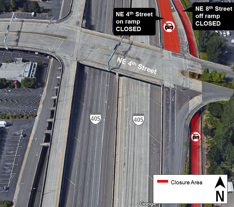 Map showing impact of concrete pours on I-405 for Sept. 25 and 26.